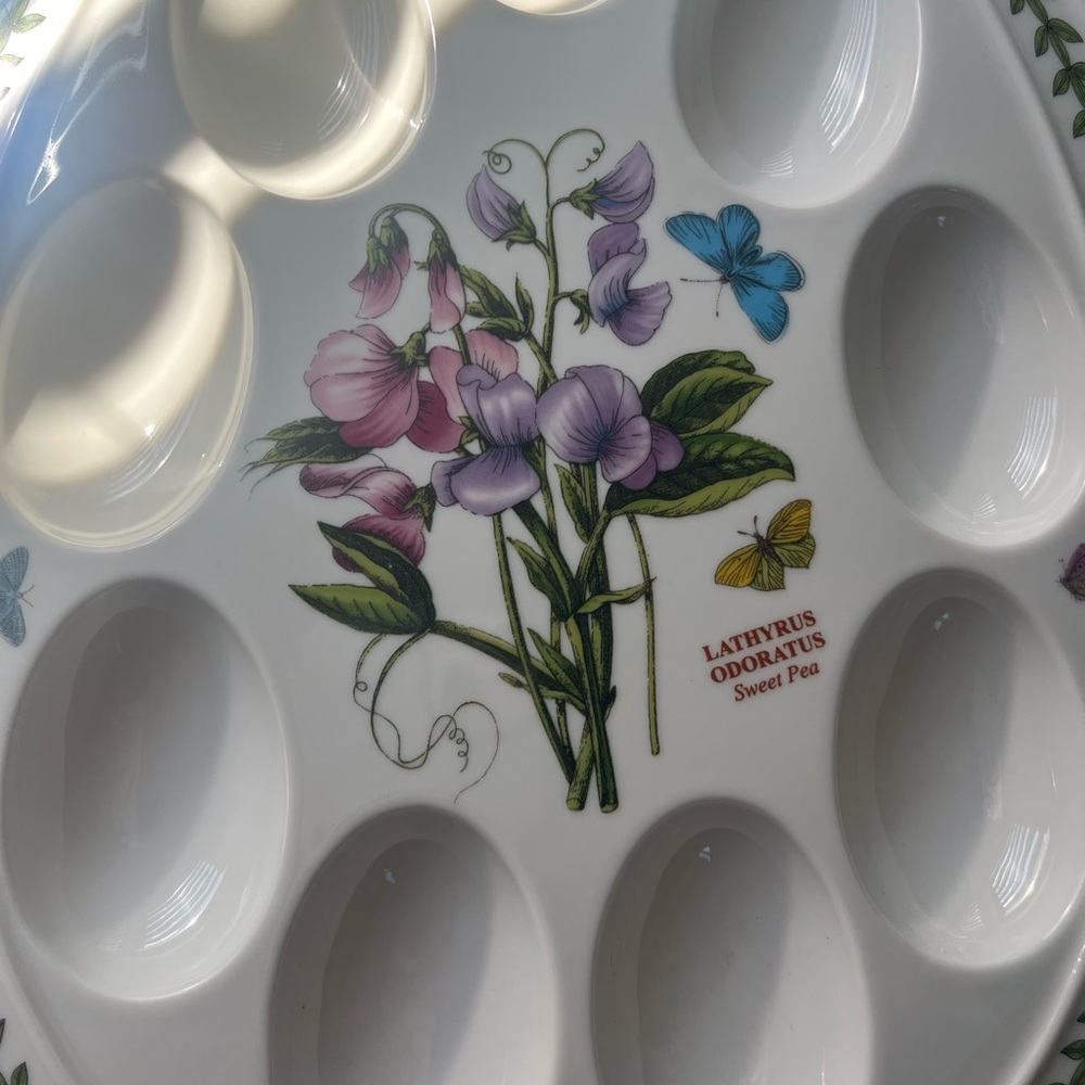 Portmeirion Botanic Garden Sweet Pea 9 Deviled Eggs Serving Platter Dish - Picture 9 of 9